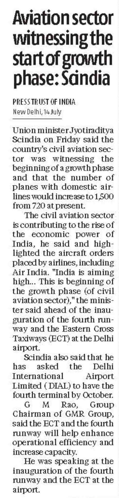 Aviation sector witnessing the start of growth