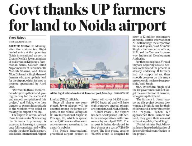 Govt thaks for UP farmers